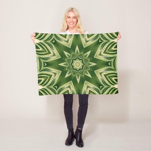 Couverture Polaire verdure abstraite botanique palmier tropical feuil (En situation)