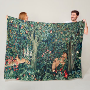Couverture Polaire VERDURE, Hares d'ANIMAUX FORESTIERS, Renard, Flora