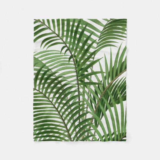 Couverture Polaire Verdure tropicale Aquarelle Palm Tree Feuilles (Devant)