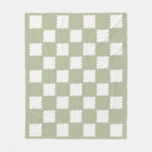 Couverture Polaire Vérifications Super Sage Green À damiers Motif