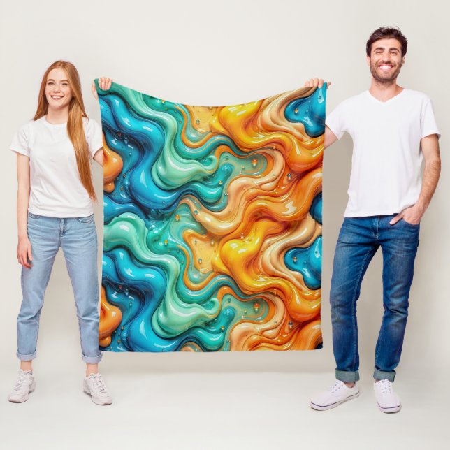 Couverture Polaire Verre Abstrait de Tourbillon Liquide 3D - Psychede (En situation)