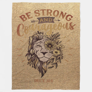 Couverture Polaire Verset biblique chrétien courageux fort Lion