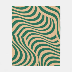 Couverture Polaire Vert Beige Zèbre bande minimaliste printemps été