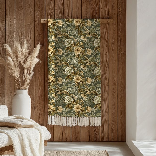 Couverture Polaire Vert Botanique Or Luxe Toucher Pastel (Botanical Green Gold Blanket Luxury Pastel Touch)