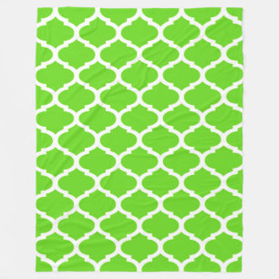 Couverture Polaire Vert Citron Frais Motif Quatrefoil Marocain
