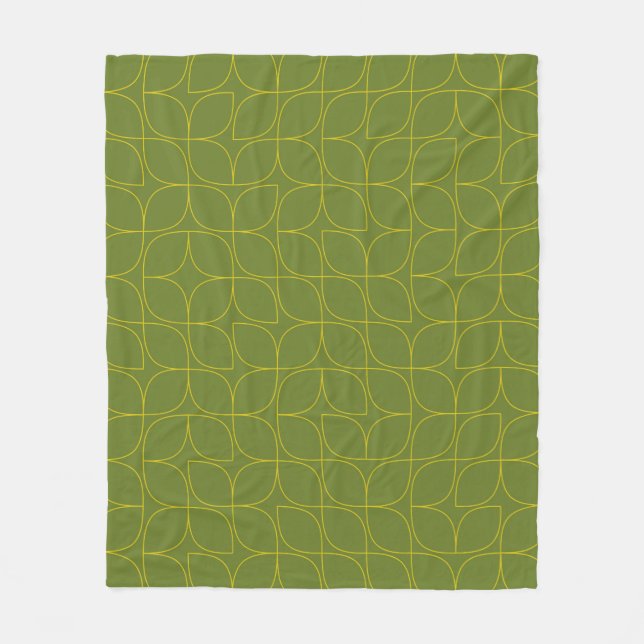 Couverture Polaire Vert, cool, tendance, abstraction foliaire ludique (Devant)