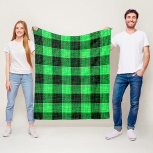 Couverture Polaire Vert Croix à carreaux Noir Buffalo Check