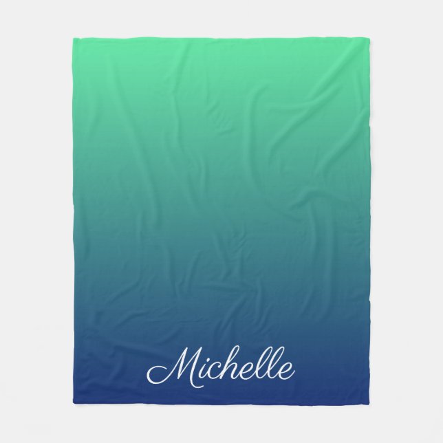 Couverture Polaire Vert et bleu foncé personnalisé (Devant)