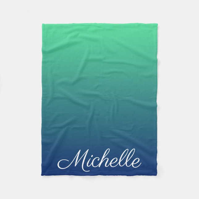 Couverture Polaire Vert et bleu foncé personnalisé (Devant)