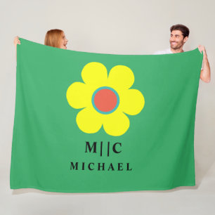 Couverture Polaire vert et jaune simple moderne