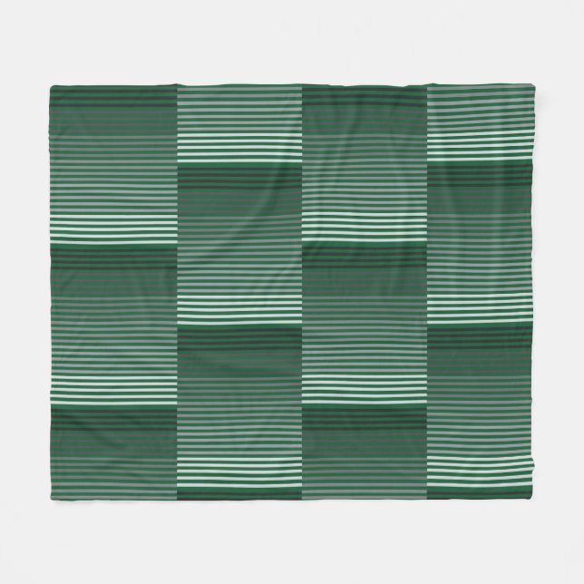 Couverture Polaire Vert, Gris, Noir, Rayures Blanches (Devant (Horizontal))