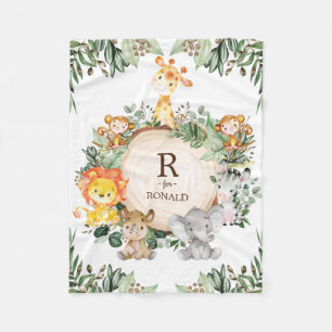 Couverture Polaire Vert mignonne Jungle sauvage Safari Animaux Nurser