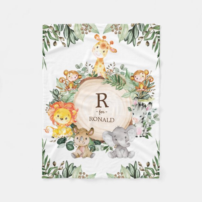 Couverture Polaire Vert mignonne Jungle sauvage Safari Animaux Nurser (Devant)