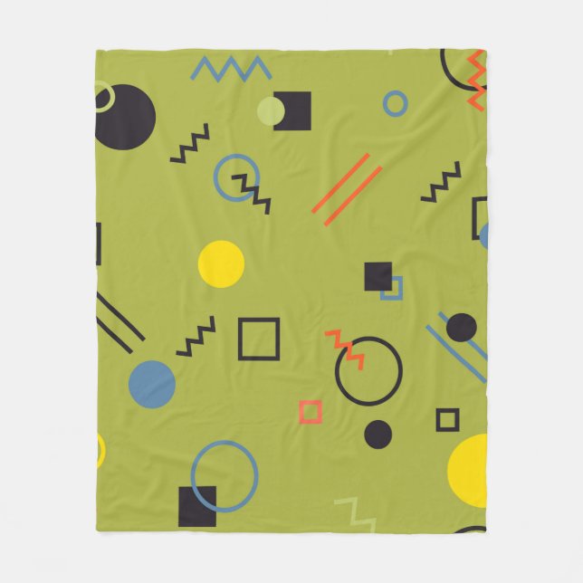 Couverture Polaire Vert, moderne, cool, tendance, urbain, Memphis mot (Devant)