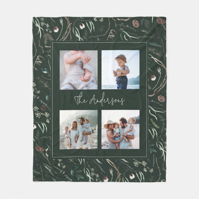 Couverture Polaire Vert moderne élégante aquarelle botanique 4 photo (Devant)