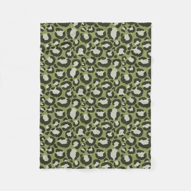 Couverture Polaire Vert mousse Imprimé animalier Taches de léopard Gl (Devant)