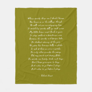 Couverture Polaire Vert olive personnalisé Poème Chanson Parole Citat