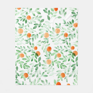 Couverture Polaire Vert orange Tangerine Provence Aquarelle