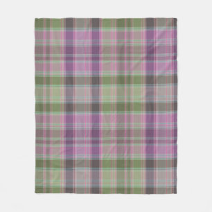 Couverture Polaire Vert, tartan classique lilas.