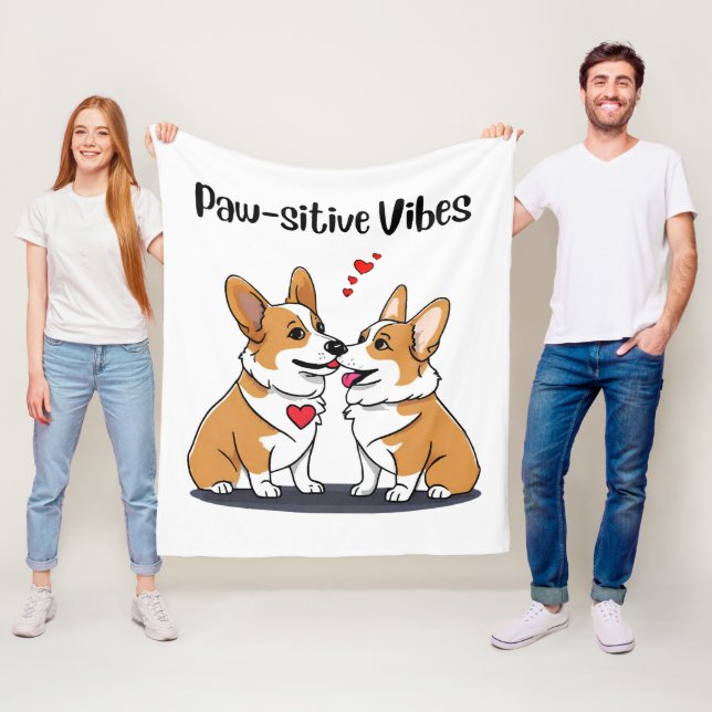 Couverture Polaire Vibes Corgis en amour (En situation)