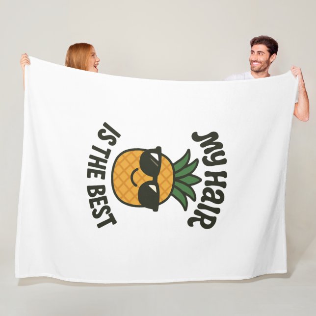 Couverture Polaire Vibes d'ananas cool - Meilleur design de cheveux (En situation)