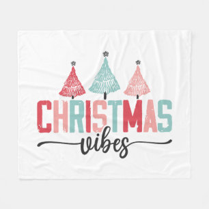 Couverture Polaire Vibes de Noël - Festive Tree Design