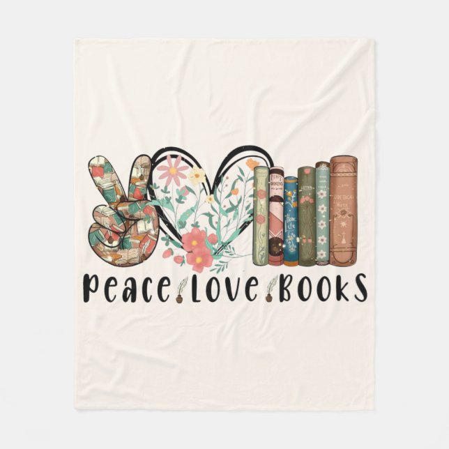 Couverture Polaire Vibes tranquilles : Paix, Amour et Livres (Devant)