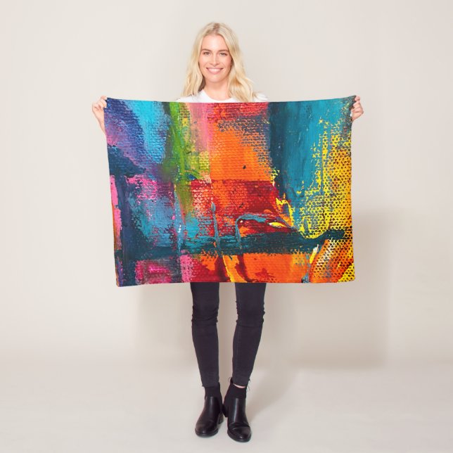 Couverture Polaire Vibrant Abstract Acrylic Art Throw Blanket  (En situation)