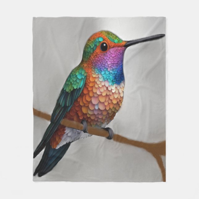 Couverture Polaire Vibrant Allen’s Hummingbird Painting (Devant)