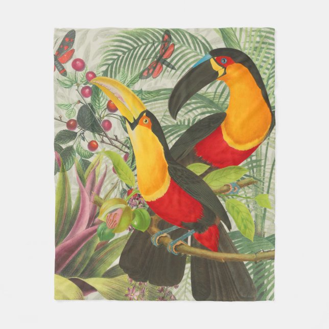 Couverture Polaire Vibrant Tropical Toucan Birds Art Exotic Jungle (Devant)