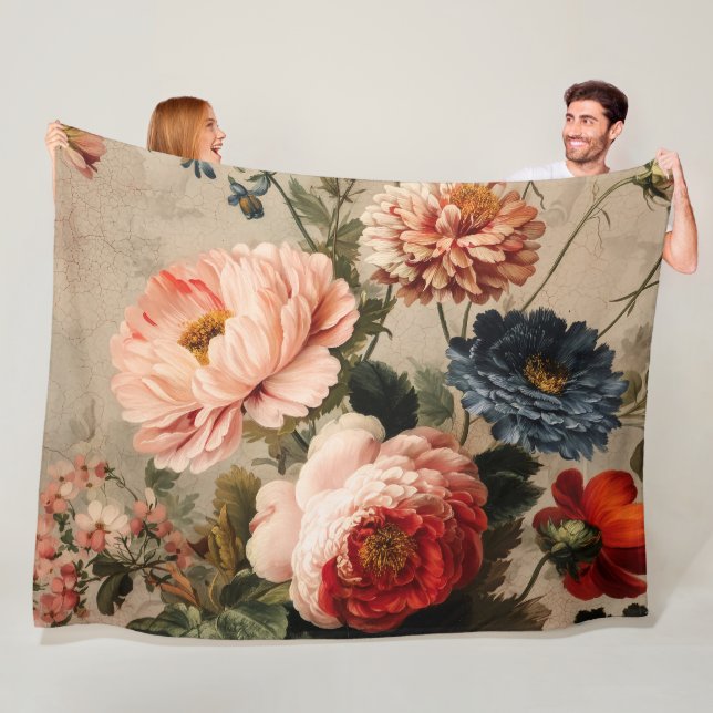 Couverture Polaire Vibrant Vintage Floral Arrangement (En situation)