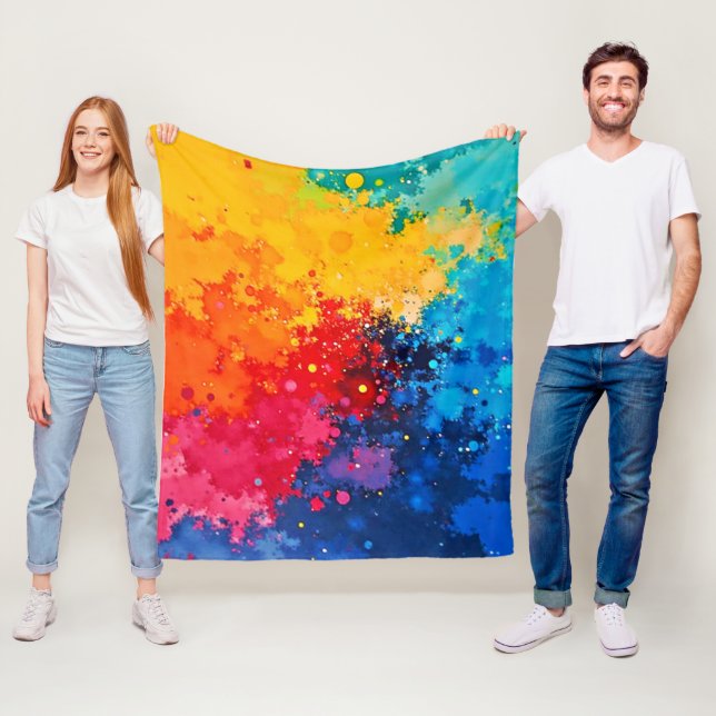 Couverture Polaire Vibrant Watercolor Chaos Art (En situation)