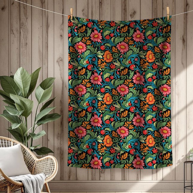 Couverture Polaire Vibrant William Morris Élégance florale intemporel (Vibrant William Morris Timeless Floral Elegance Fleece Blanket)