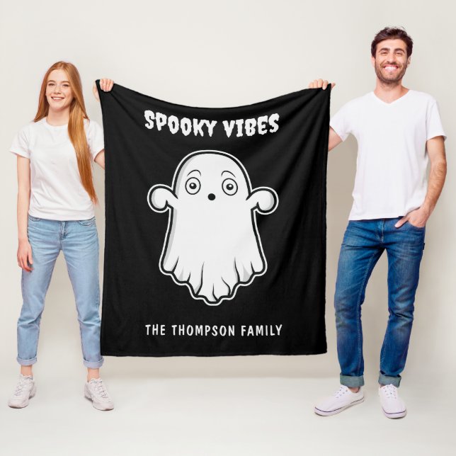Couverture Polaire Vibrations Effrayantes Fantôme Halloween Noir Et B (En situation)