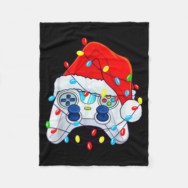 Couverture Polaire Video Game Controller Christmas Santa Hat Gamer Bo (Devant)