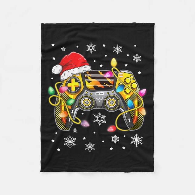 Couverture Polaire Video Game Controller Christmas Santa Hat Gamer Bo (Devant)