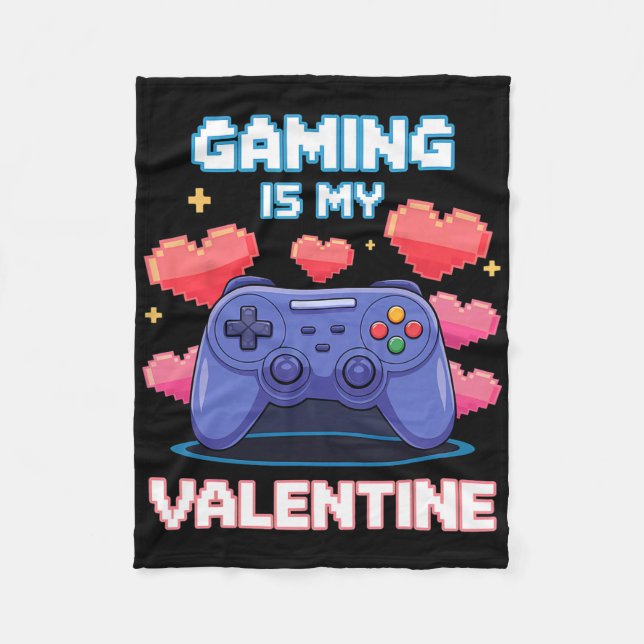 Couverture Polaire Video Game Controller Pixel Hearts For Valentine's (Devant)