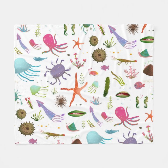 Couverture Polaire Vie marine colorée (Devant (Horizontal))