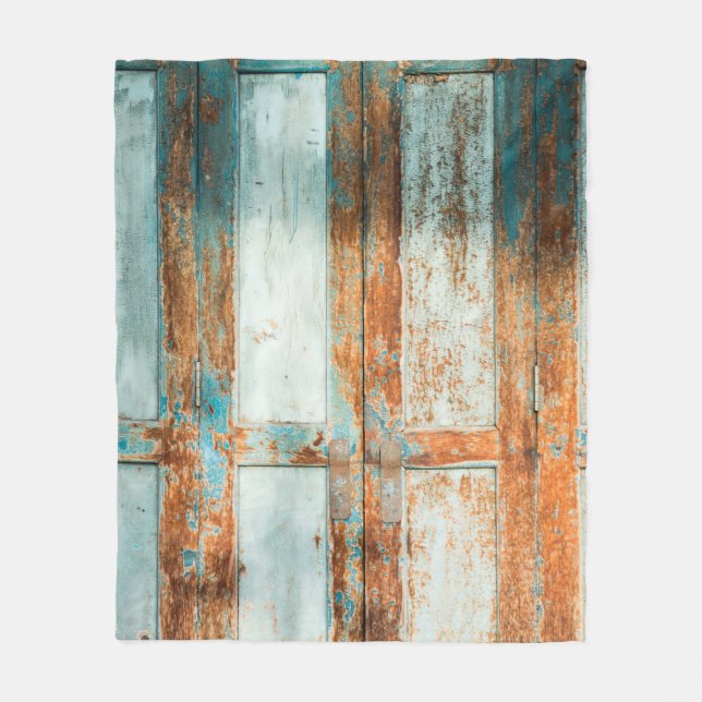 Couverture Polaire vieilles portes en bois fond antique, architecture (Devant)