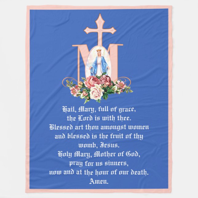Couverture Polaire Vierge catholique Marie Marian Cross Roses Religie (Devant)