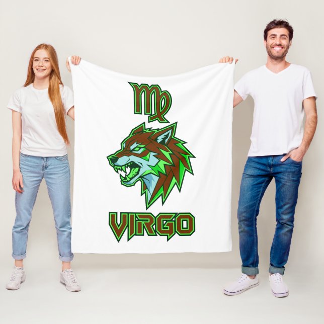 Couverture Polaire Vierge du zodiaque néon vert esthétique (En situation)