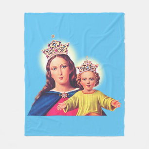 Couverture Polaire Vierge Marie reine avec Jésus
