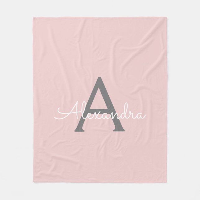 Couverture Polaire Vierge rose Gris Gris Gris Fille Script Nom Modern (Devant)