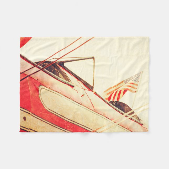 Couverture Polaire Vieux avion de combat Patriot Rouge (Devant (Horizontal))
