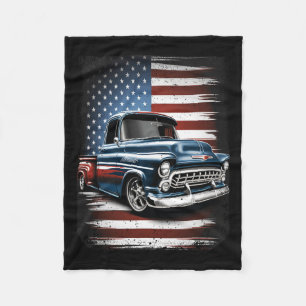 Couverture Polaire Vieux Camion Pickup Drapeau américain 4 juillet Pa