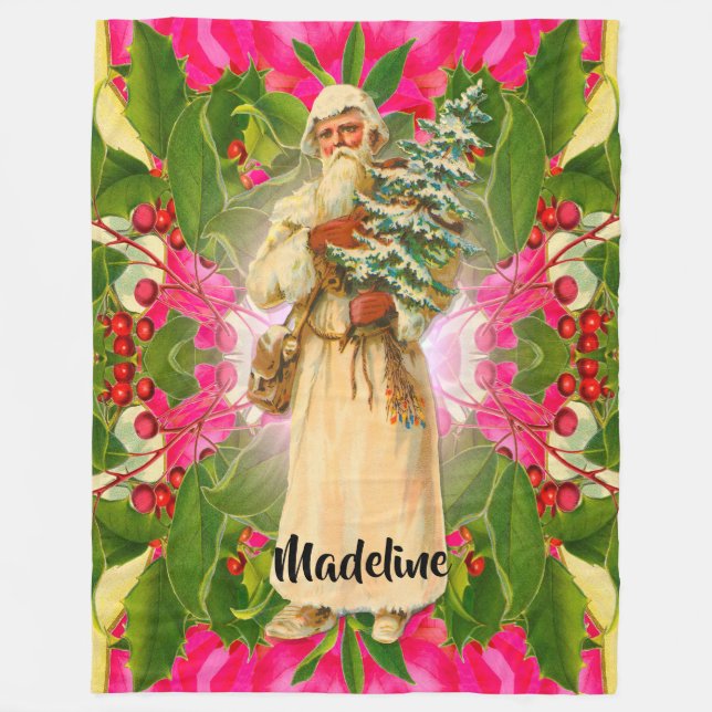 Couverture Polaire Vieux Père Noël du monogramme victorien    passé (Devant)