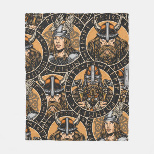 Couverture Polaire Viking colorful seamless pattern in vintage style