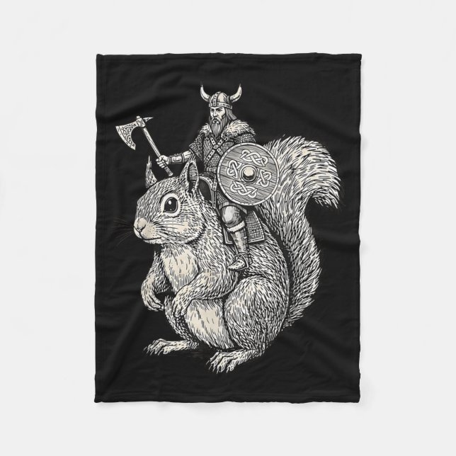 Couverture Polaire Viking Riding Squirrel Funny Warrior Art  (Devant)