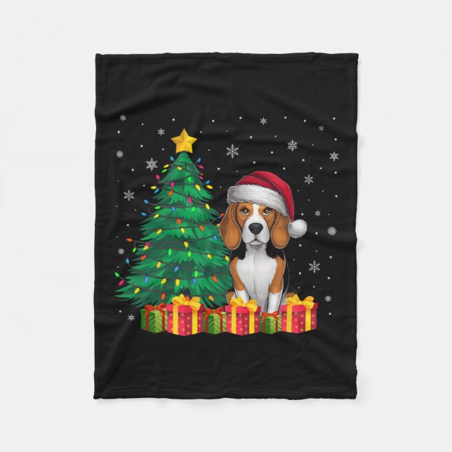 Couverture Polaire Vilain Beagle Santa Hat Feux de Noël Amoureux des  (Devant)