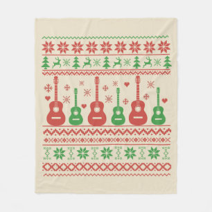 Couverture Polaire Vilain joyeux pull de Noël guitare acoustique